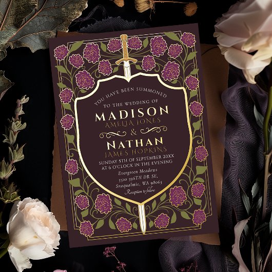 Monografische Hochzeit von Sword & Shield Folieneinladung