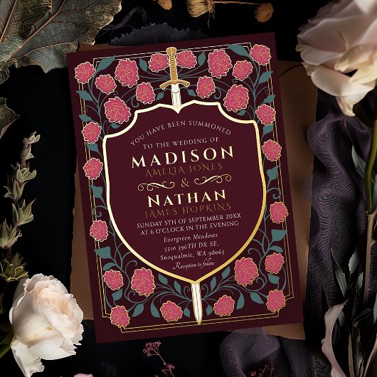 Monografische Hochzeit von Sword & Shield Folieneinladung