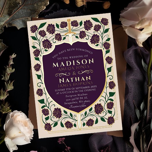 Monografische Hochzeit von Sword & Shield Folieneinladung