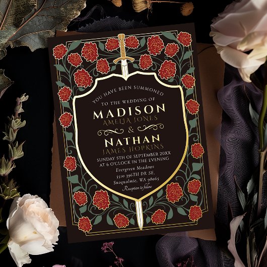 Monografische Hochzeit von Sword & Shield Folieneinladung