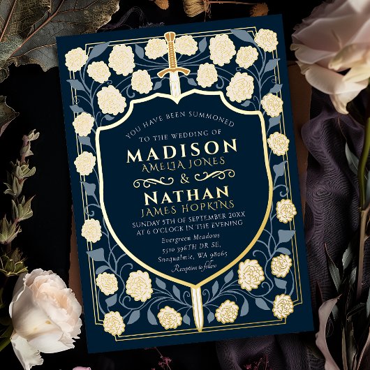 Monografische Hochzeit von Sword & Shield Folieneinladung