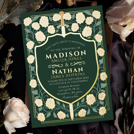 Monografische Hochzeit von Sword & Shield Folieneinladung