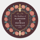 Monografische Hochzeit von Sword & Shield Runder Aufkleber (Vorderseite)