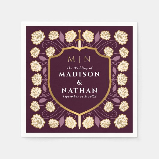 Monografische Hochzeit von Sword & Shield Serviette (Vorderseite)