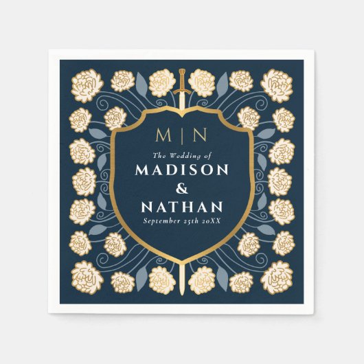 Monografische Hochzeit von Sword & Shield Serviette (Vorderseite)