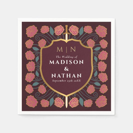 Monografische Hochzeit von Sword & Shield Serviette (Vorderseite)