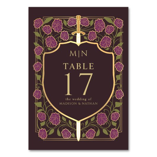 Monografische Hochzeit von Sword & Shield Tischnummer (Vorderseite)