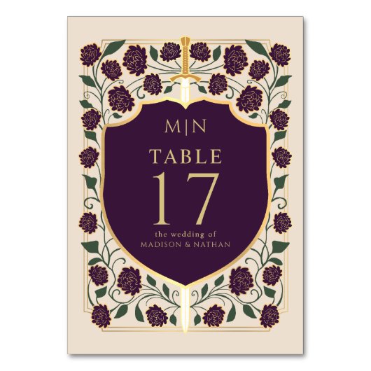 Monografische Hochzeit von Sword & Shield Tischnummer (Vorderseite)