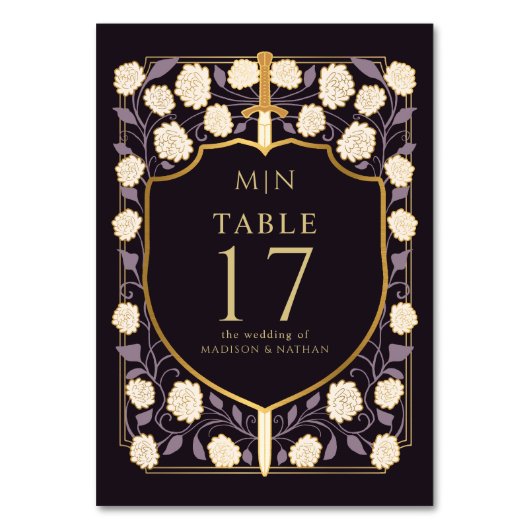 Monografische Hochzeit von Sword & Shield Tischnummer (Rückseite)