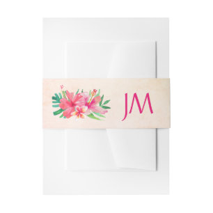 Monografische Hochzeit von tropischen Blume Hibisk Einladungsbanderole