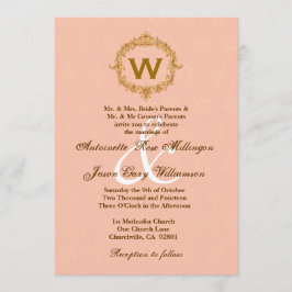 Monografische Hochzeit von Vintagen Goldrahmen Einladung