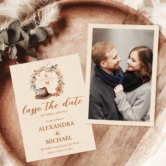Monografische Hochzeit von Wappen-Western Save The Date