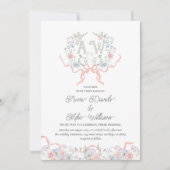 Monografische Hochzeit von Wappen-Wildblume Einladung (Vorderseite)