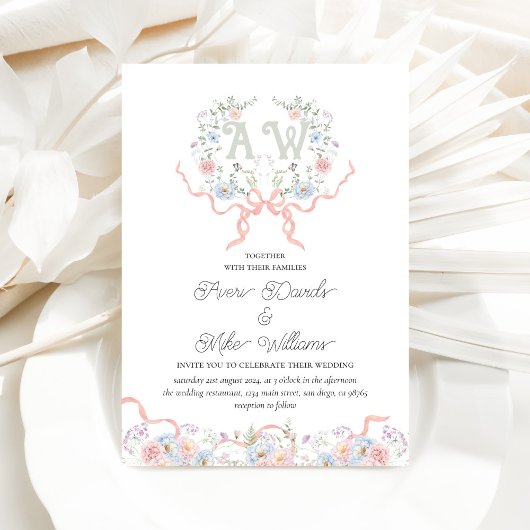 Monografische Hochzeit von Wappen-Wildblume Einladung