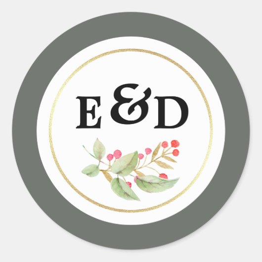 Monografische Hochzeit von Wasserfarben Runder Aufkleber (Vorderseite)