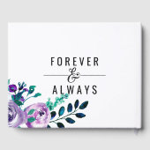 Monografische Hochzeitsmonographie mit Lila Blumen Gästebuch (Rückseite)