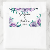 Monografische Hochzeitsmonographie mit Lila Blumen Rechteckiger Aufkleber (Tasche)