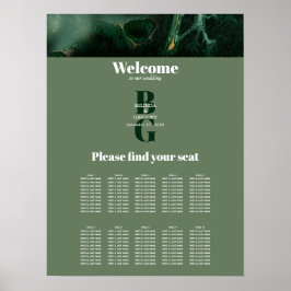 Monografische Hochzeitstabelle für moderne grüne M Poster