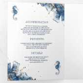 Monografische Navy-Ampere und QR-Code-Hochzeit Dreifach Gefaltete Einladung (Innen Erste Seite)