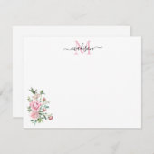 Monografische Rose der modernen Blumenfarbe Rosa Mitteilungskarte (Vorne/Hinten)