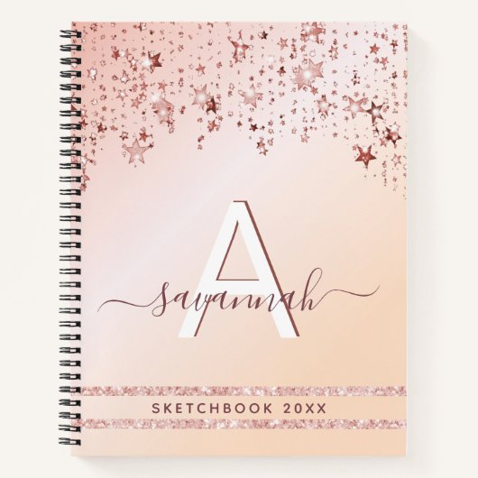 Monografische Rose des Sketchbuchs Rosa Sterne Notizblock (Vorderseite)