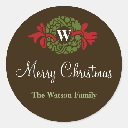 Monografischer Brief, Weihnachtsgeschenk Runder Aufkleber (Vorderseite)