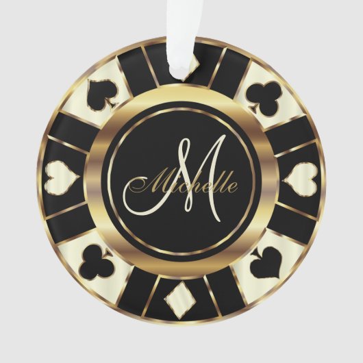 Monografischer Chip des Casino Pokers - Elfenbeink Ornament (Vorderseite)