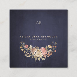 Monografischer Hochzeitsplaner für Navy-Monogram-A Quadratische Visitenkarte
