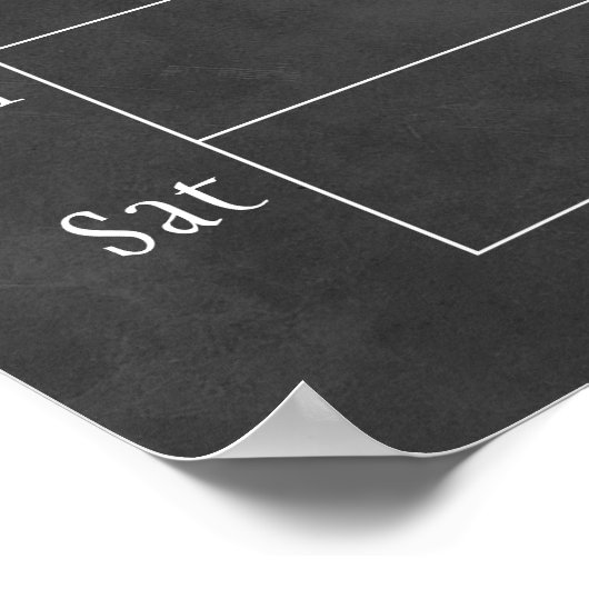 Monografischer Kalender der Chalkboard-Woche Poster (Ecke)