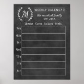 Monografischer Kalender der Chalkboard-Woche Poster (Vorne)