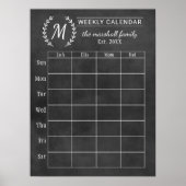 Monografischer Kalender der Chalkboard-Woche Poster (Vorne)