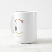 Monografischer Navy Blush Floral Letter "C" Person Kaffeetasse (Vorderseite Links)