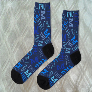 Monografischer Tag der Woche Dunkler Navy Blue Don Socken