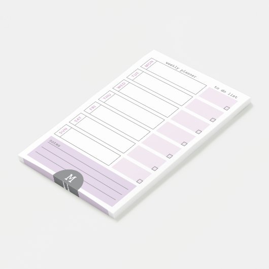 Monografischer Weekly-Planer Lilac Post - Anmerkun Post-it Klebezettel (angewinkelt)