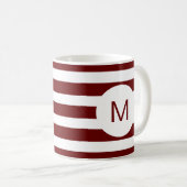 Monografisches Bugundy Striped (oder benutzerdefin Kaffeetasse (VorderseiteRechts)