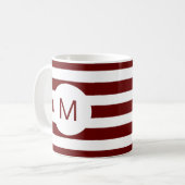 Monografisches Bugundy Striped (oder benutzerdefin Kaffeetasse (Vorderseite Links)