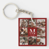 Monografisches Geschenk für die moderne Burgundy-F Schlüsselanhänger (Vorderseite)