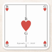 Monografisches Herz beim Kartenspielen Rechteckiger Pappuntersetzer (Vorderseite)