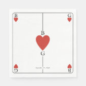 Monografisches Herz beim Kartenspielen Serviette (Vorderseite)