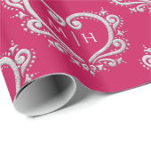 Monografisches Herz-Gold auf Beerenhochzeit Geschenkpapier (Rolleneckpunkt)