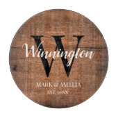 Monografisches Hochzeitdatum für rustikale Holzfam Schneidebrett (Vorderseite)