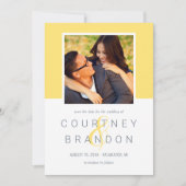 Monografisches Hochzeitssattel mit modernem Gelbsc Save The Date (Vorderseite)