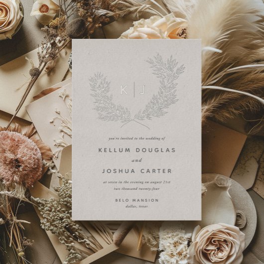 Monografisches Hochzeitssilber Folieneinladung