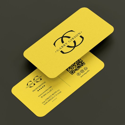 Monografisches Logo G Yellow Modern Visitenkarte