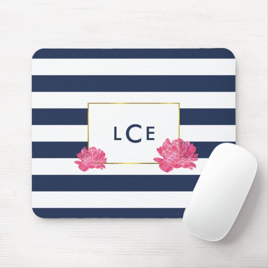 Monografisches Mongramm-Mousepad für Navy Strips u Mousepad (Mit Mouse)