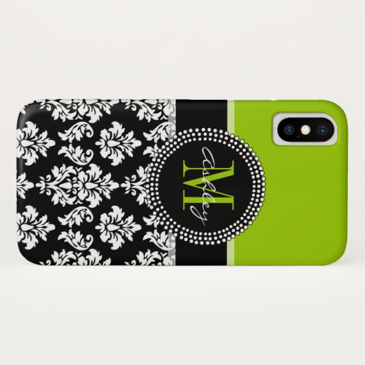 Monografisches Monogramm des muschelgrünen Damasku Case-Mate iPhone Hülle (Rückseite (Horizontal))