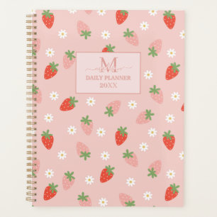 Monografisches Monogramm süße Rosa und rote Erdbee Planer