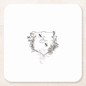 Monografisches Schwarz/Weiß-Wappen Rechteckiger Pappuntersetzer (Vorderseite)