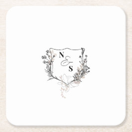 Monografisches Schwarz/Weiß-Wappen Rechteckiger Pappuntersetzer