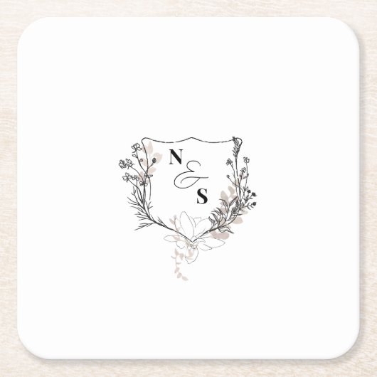 Monografisches Schwarz/Weiß-Wappen Rechteckiger Pappuntersetzer (Vorderseite)